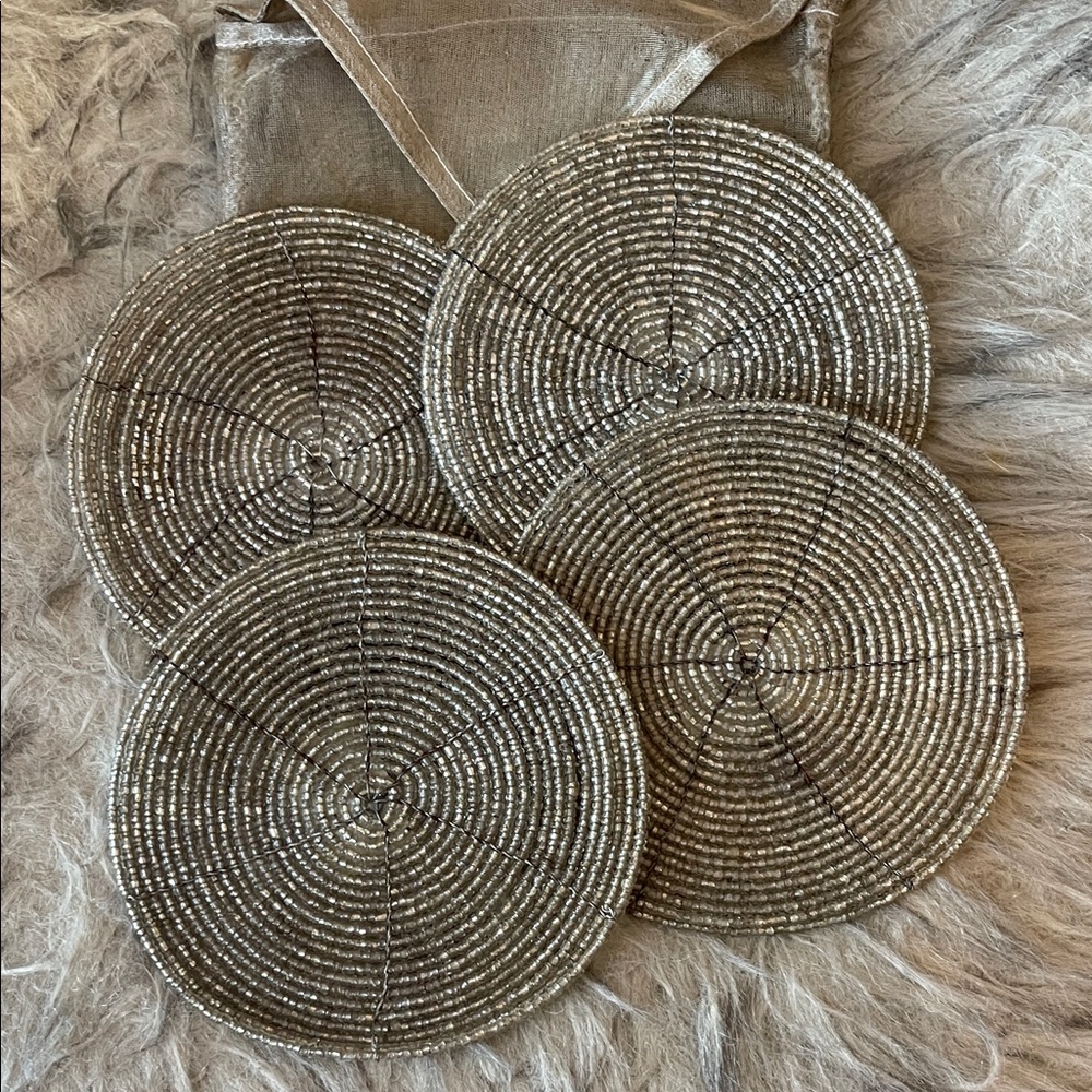 Set of Four Beaded Drink Coasters
